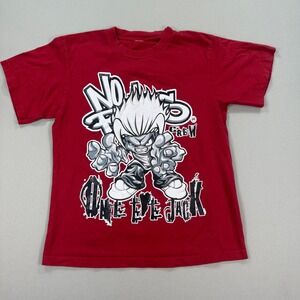 No Rules‎ Crew T-Shirt One Eye Jack Graphic Print Size Small Red Short Sleeve